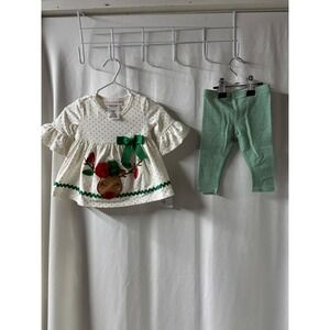 Bonnie Baby NWT Girls Reindeer Dress & Leggings Set 0-3 Months Christmas‎ Outfit